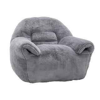 Bean Bag Chair, Comfy Bean Bag Sofa With Back Support, Faux Fur Bean Bag Chair For Adults And Kids, Stuffed Floor Sofa For Living Room, Bedroom, Apartment, Grey