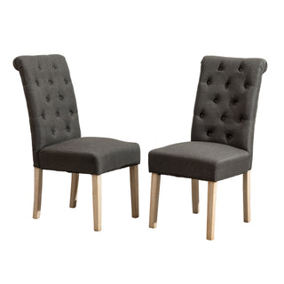 Habit Solid Wood Tufted Parsons Dining Chair, Set Of 2, Charcoal