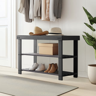 3-Tier Bamboo Shoe Bench Organizer